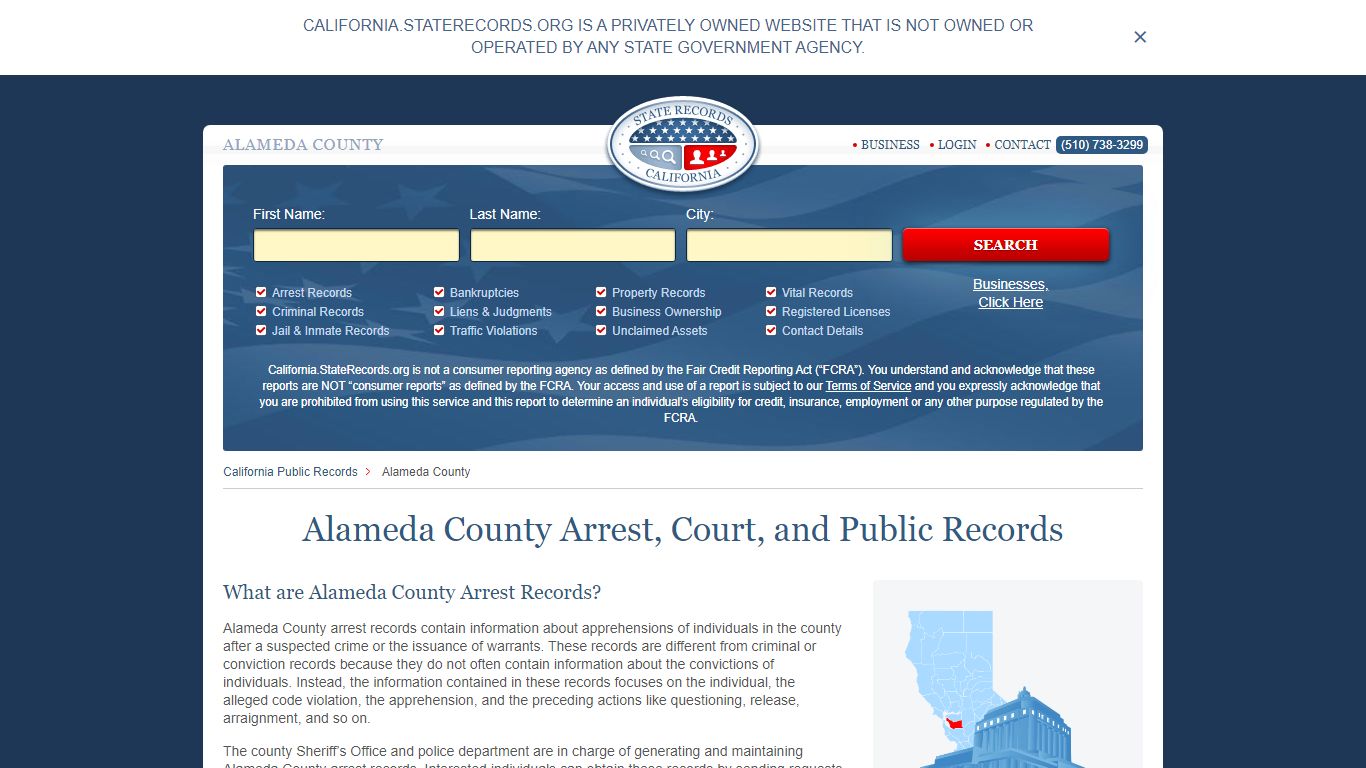 Alameda County Arrest, Court, and Public Records